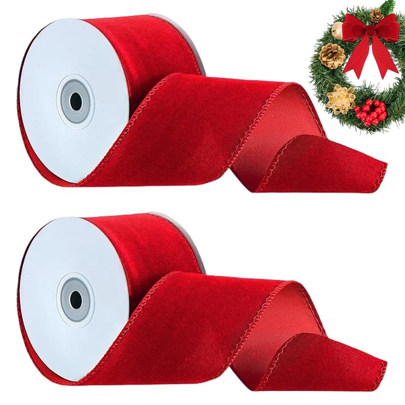 Velvet Ribbon Roll - 2 gulungan kemasan beludru kabel pita