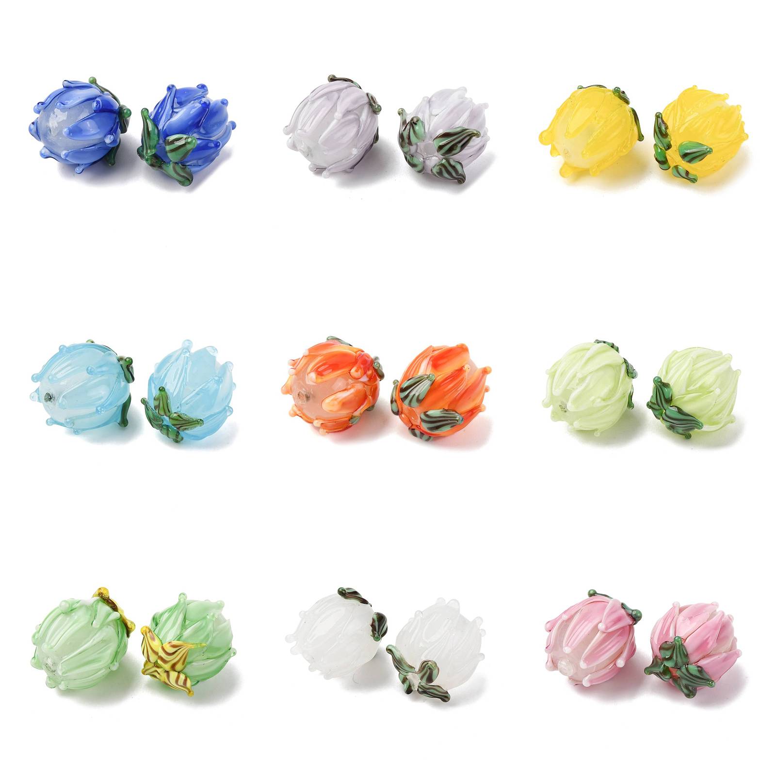 Embellishment Crafts - 20 Buah Manik-manik Tulip Lampwork Buatan