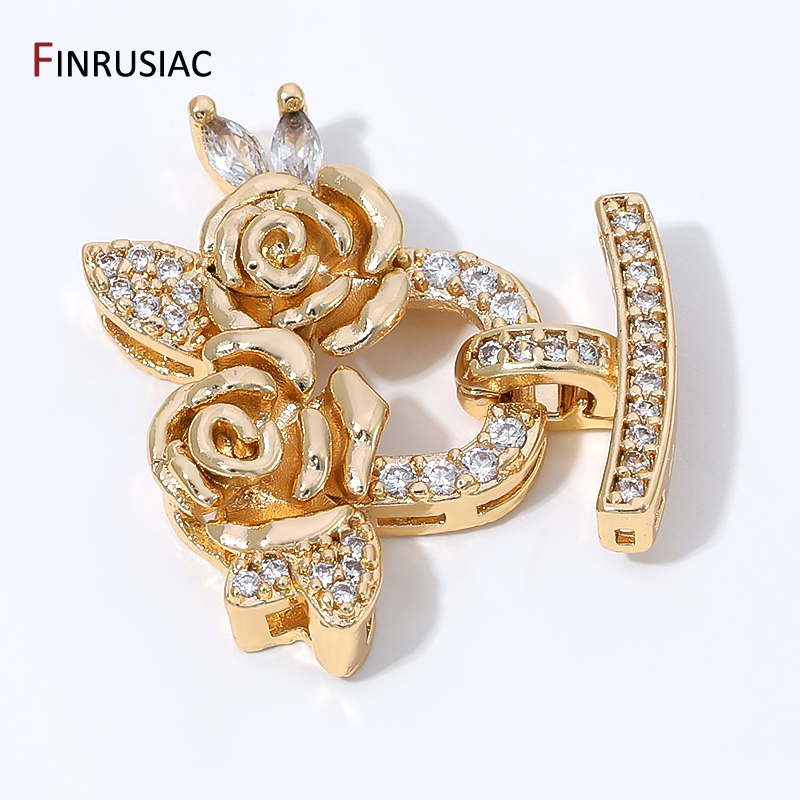 Embellishment Crafts - Kancing Mutiara Bunga Zirkon Berlapis Emas