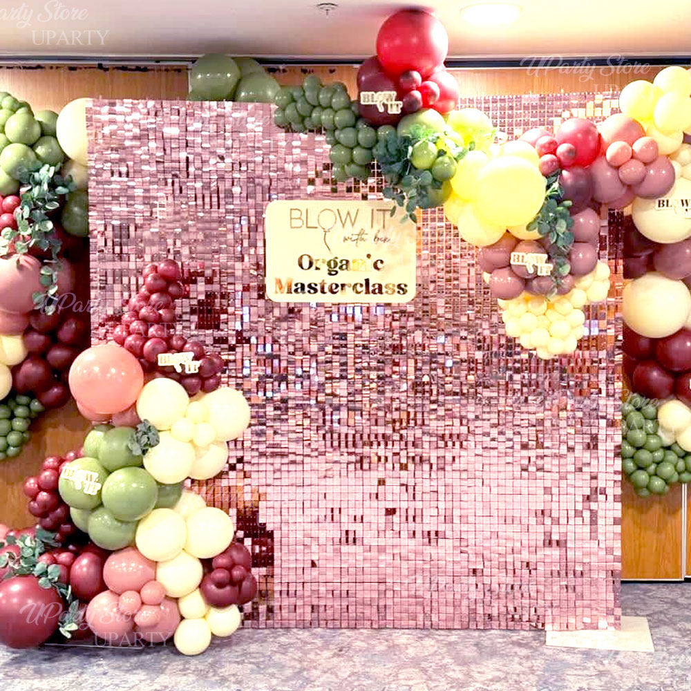 Sequin Fabric Panel - Panel Latar Belakang Dinding Pink Mengkilap