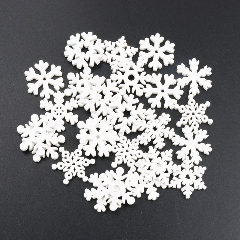 Christmas Craft Embellishment - 20Pcs Kayu Natal Kepingan Salju Alami