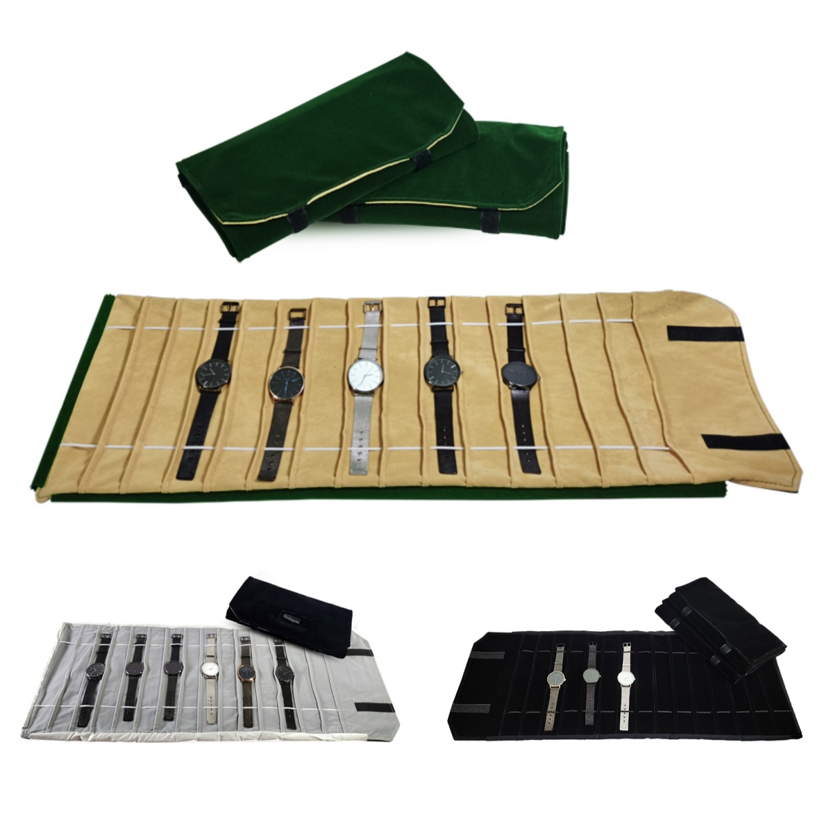 Velvet Ribbon Roll - Tas gulung jam tangan beludru wadah