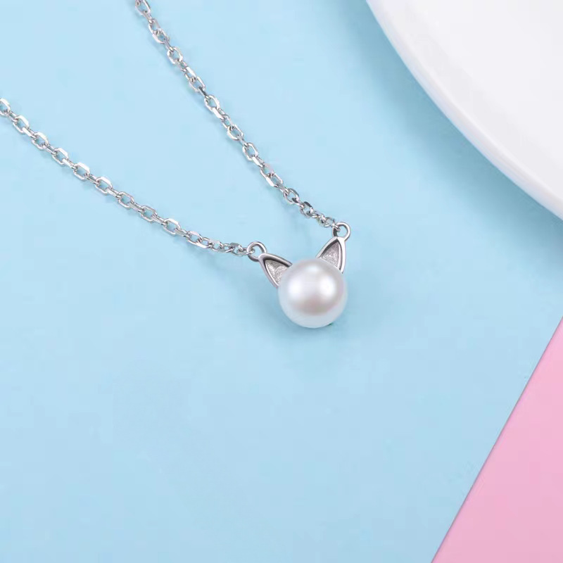Pearl Trim Chain - Perhiasan Perak Sterling 925 Fashion, Kalung