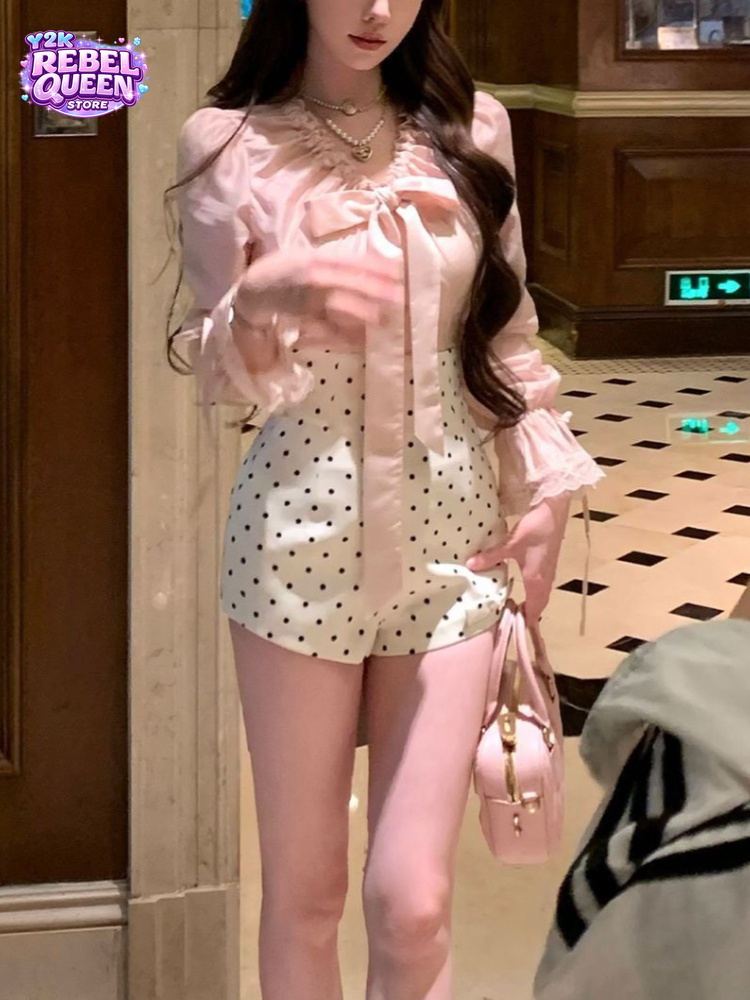Elastic Lace Trim - Setelan Dua Potong Wanita Korea Elegan