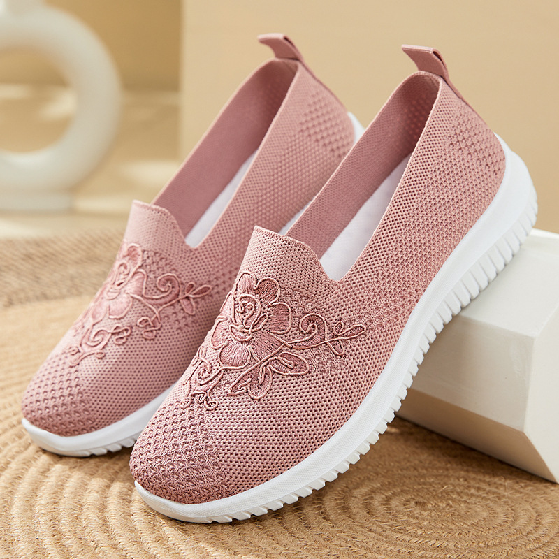 Embroidery Embellishments - Sepatu Slip On Jaring Rajut Bordir