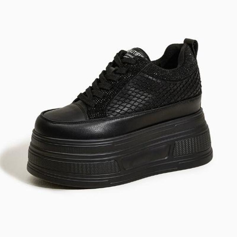 Crystal Mesh Fabric - Sepatu Sneaker Kasual Platform Wedge Sintetis