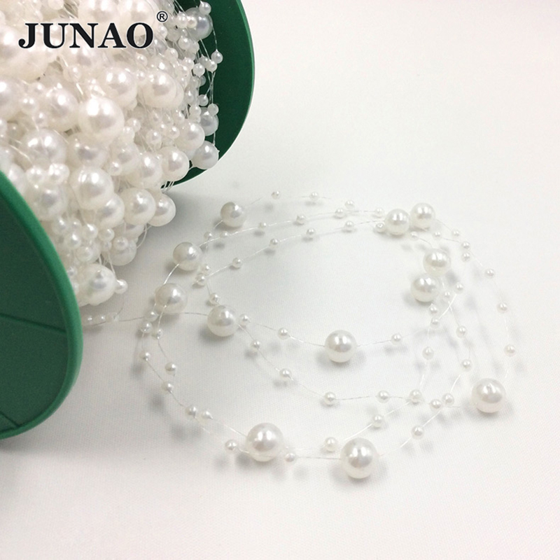 Pearl Trim Chain - JUNAO 20 Meter 3+8mm Mutiara Bulat