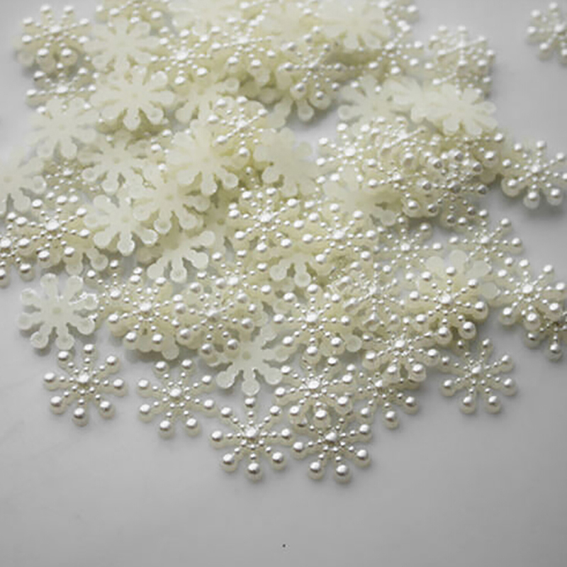 Christmas Craft Embellishment - 100 Buah Mutiara Putih Resin Serpihan