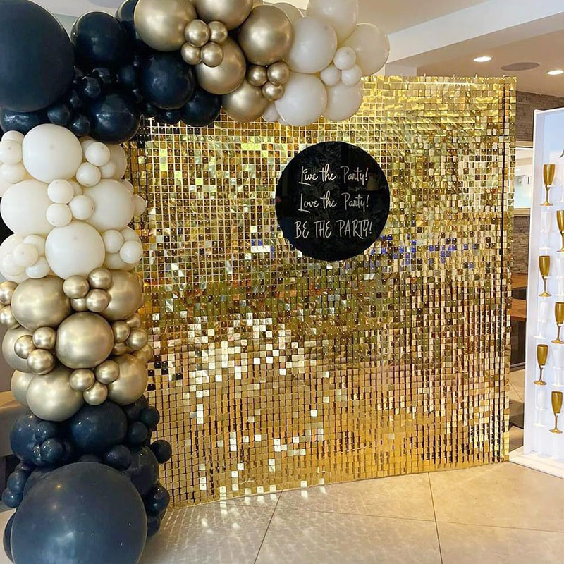 Sequin Fabric Panel - 6-27 Buah Panel Dinding Berkilau Emas