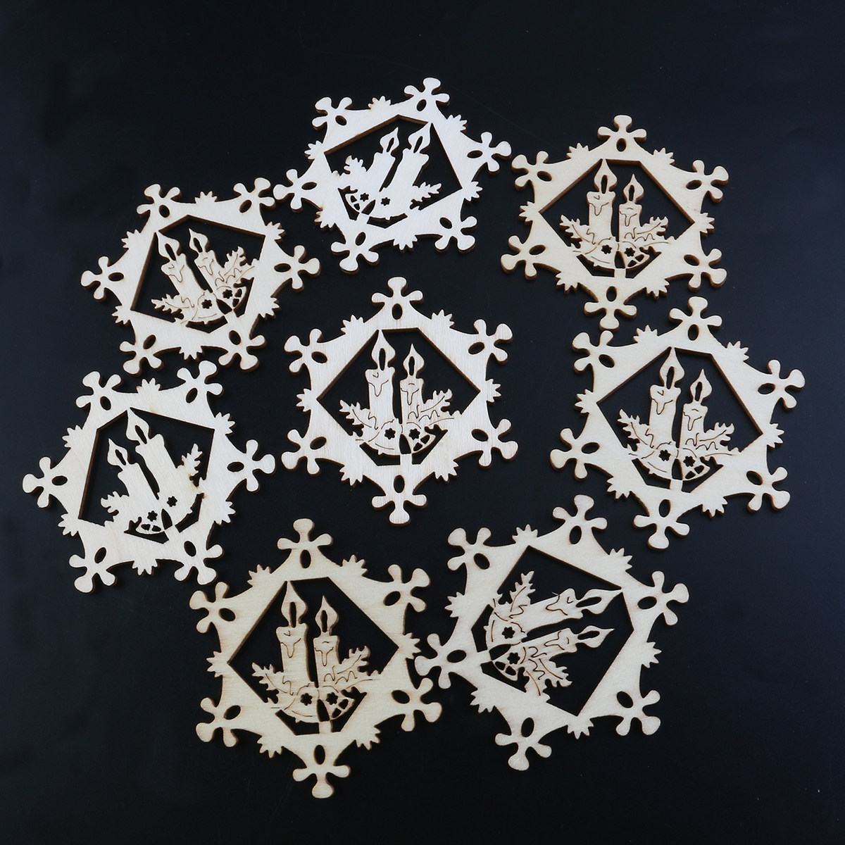Christmas Craft Embellishment - 10 Buah Hiasan Kayu Natal Bentuk