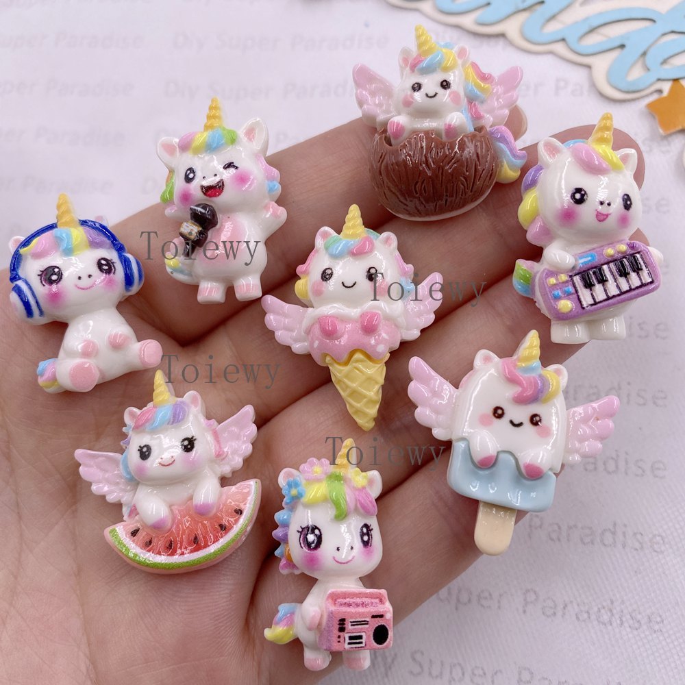 Christmas Craft Embellishment - 10pcs Resin Warna-warni Kartun Pelangi Musik