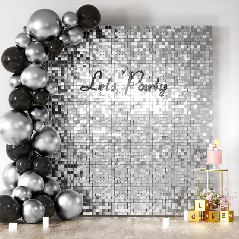 Sequin Fabric Panel - 12/16/18/24PCS Latar Belakang Dinding Berkilau Matte