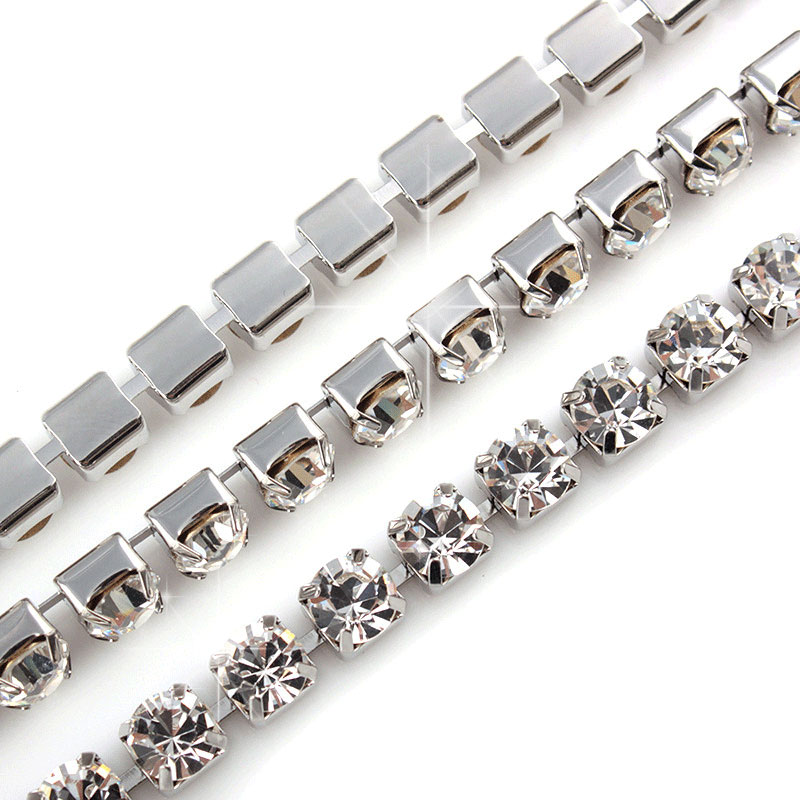 Sew On Rhinestone - 1 Meter Rantai Kristal Rhinestone SS6-SS16