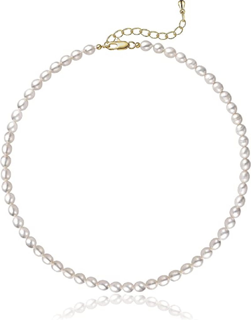 Pearl Trim Chain - Kalung Mutiara 5-7Mm Oval Putih Mutiara