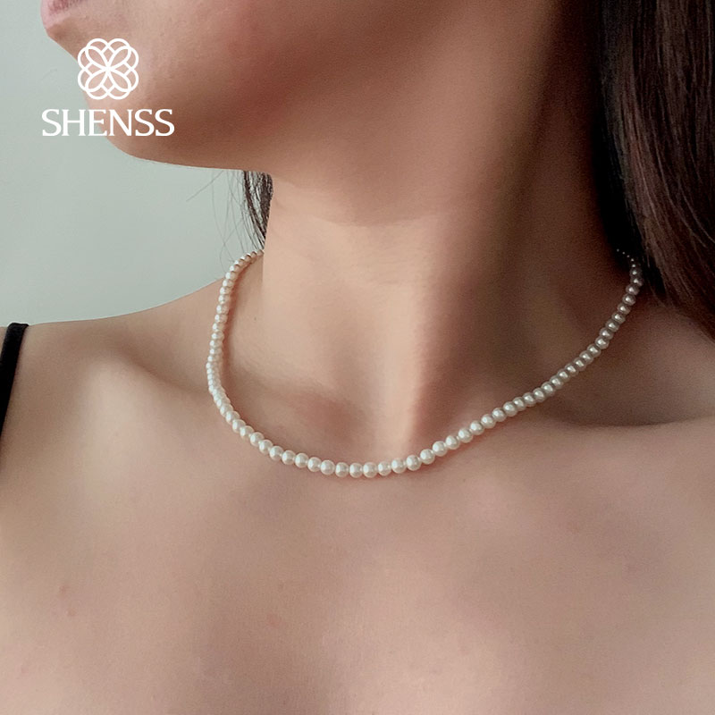 Pearl Trim Chain - Kalung Mutiara Kerang 4Mm Elegan Rantai