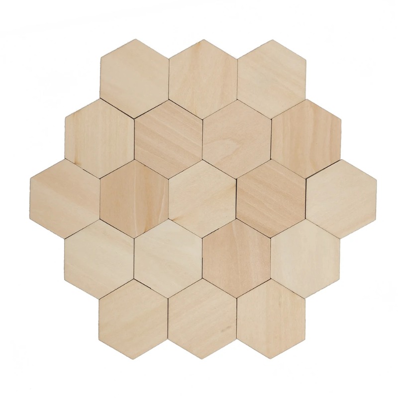 Christmas Craft Embellishment - Potongan Kayu Heksagonal Kosong 10-120mm, Cakram