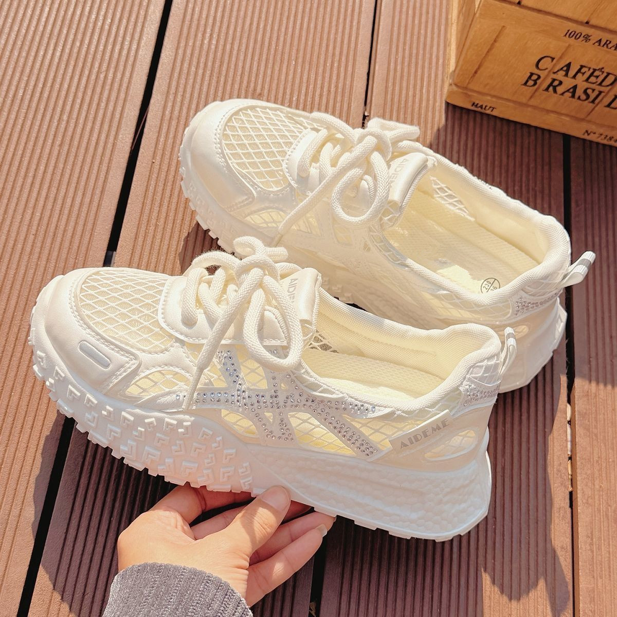 Crystal Mesh Fabric - Sepatu Sneakers Wanita Musim Panas Kristal