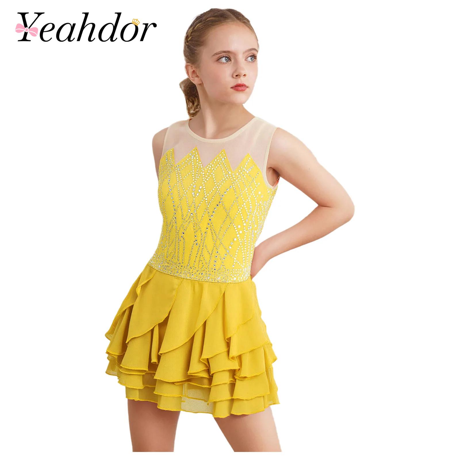 Rhinestone Banding Trim - Gadis Mesh Figure Skating Gaun Tari