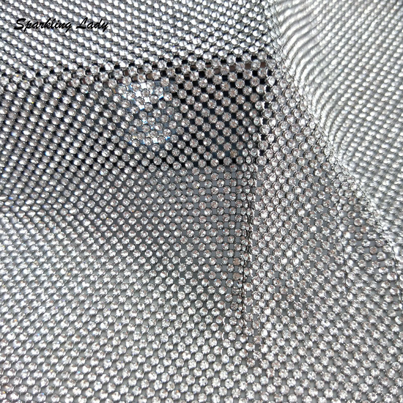 Crystal Mesh Fabric - Kain Jala Kristal Perak 2MM Berkualitas