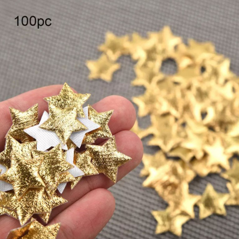 Christmas Craft Embellishment - 100 buah bintang emas/perak untuk dekorasi