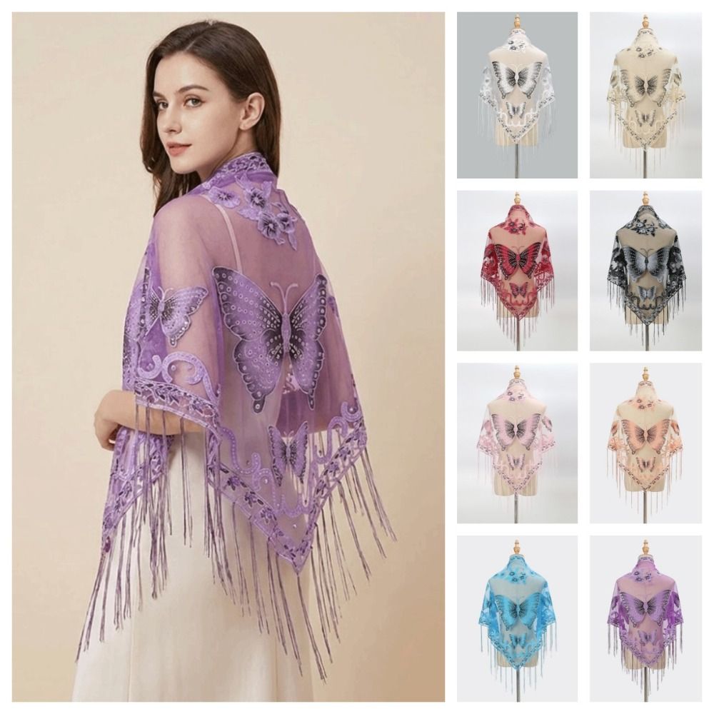 Selendang Segitiga Mewah Berba - Tassel Fringe Trim ulasan dan harga