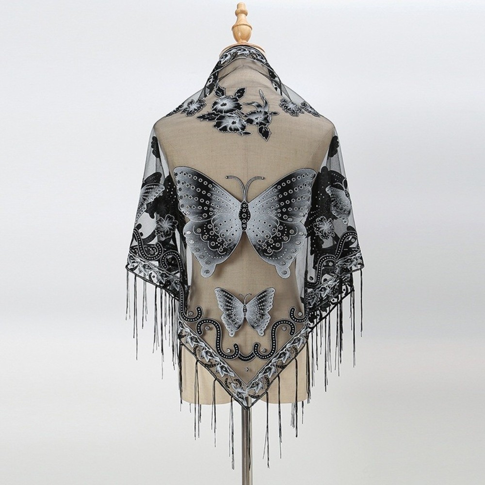 Selendang Segitiga Mewah Berba - Tassel Fringe Trim ulasan dan harga