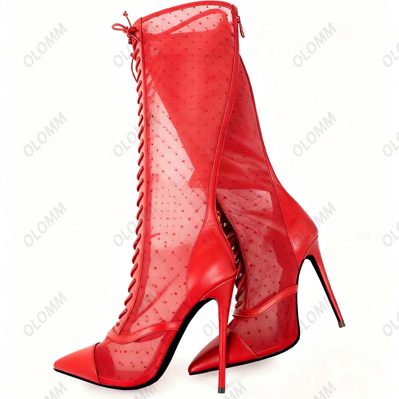Olomm Sepatu Bot Jaring Tipis  - Guipure Lace Panel ulasan dan harga