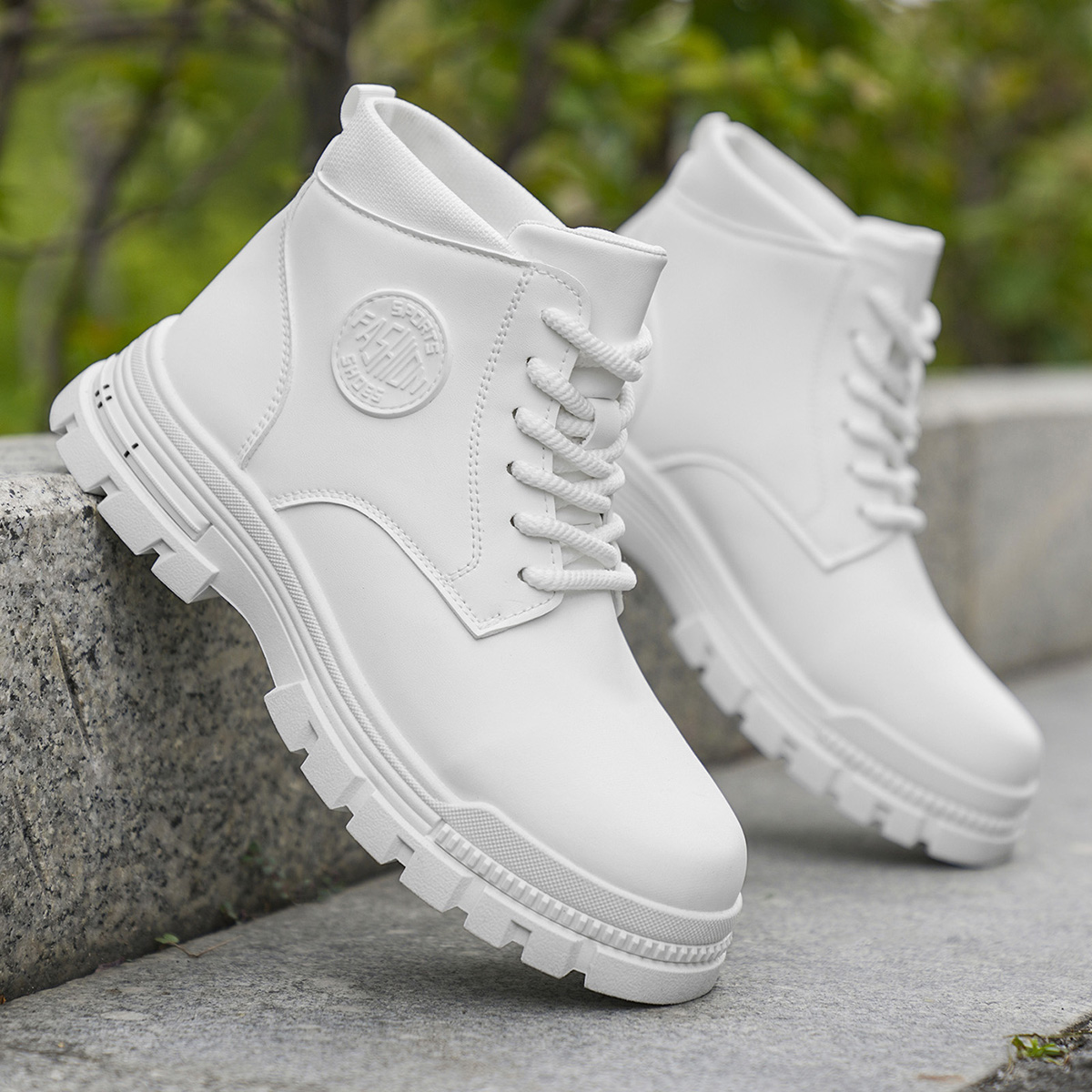 Sepatu Bot Motor Putih Pria Mo - Guipure Lace Panel ulasan dan harga