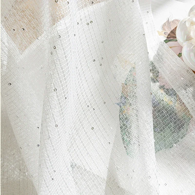 Tirai Tipis Perancis untuk Rua - Sequin Fabric Panel ulasan dan harga