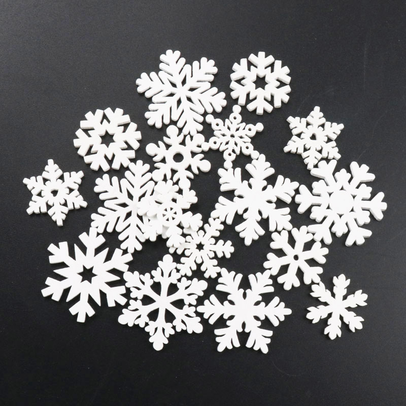 20Pcs Kayu Natal Kepingan Salj - Christmas Craft Embellishment ulasan dan harga