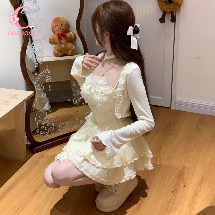 Set Gaun Kamisol Sweet Lolita  - Elastic Lace Trim ulasan dan harga