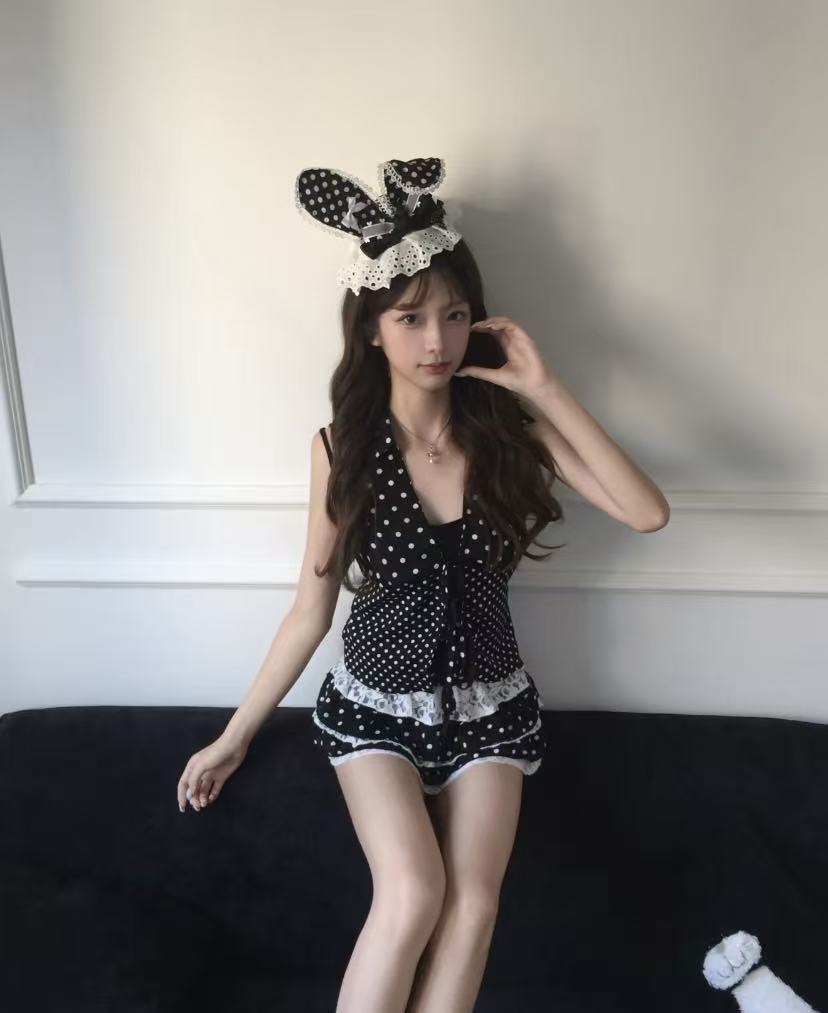 Set 2 Potong Gaya Coquette Vin - Elastic Lace Trim ulasan dan harga