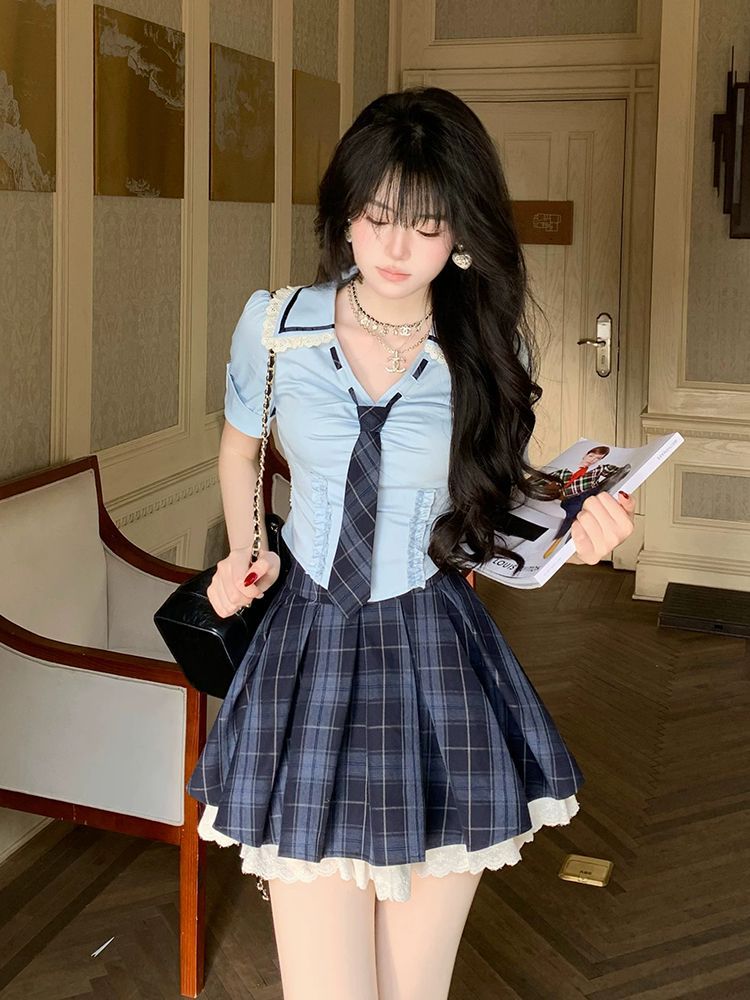 Set 2 Potong Musim Panas Gaya  - Elastic Lace Trim ulasan dan harga