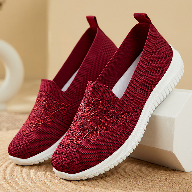 Sepatu Slip On Jaring Rajut Bo - Embroidery Embellishments ulasan dan harga