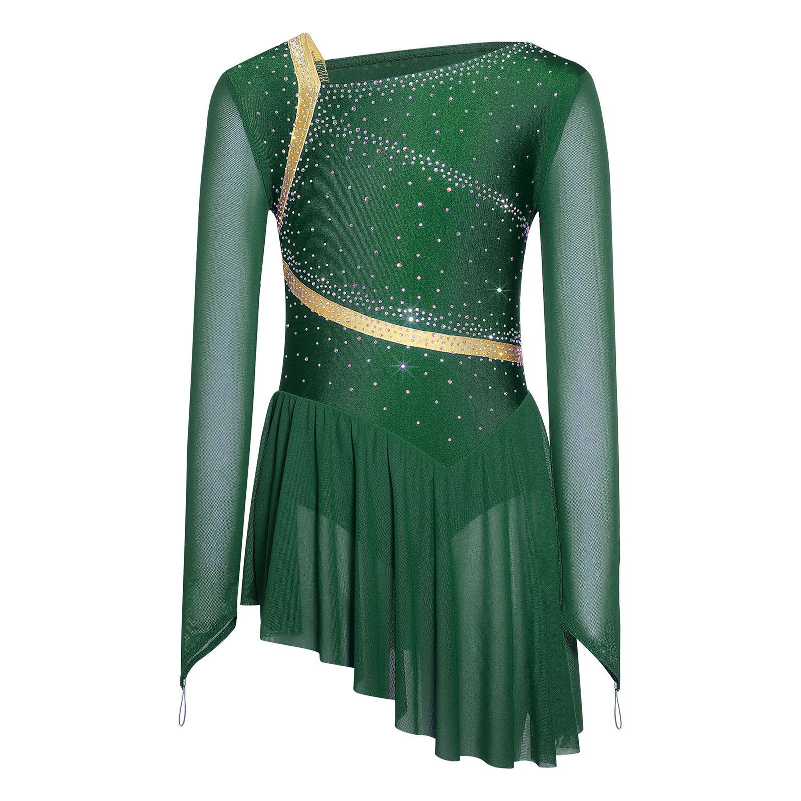 Gaun Tari Kontemporer Lyrical  - Rhinestone Banding Trim ulasan dan harga