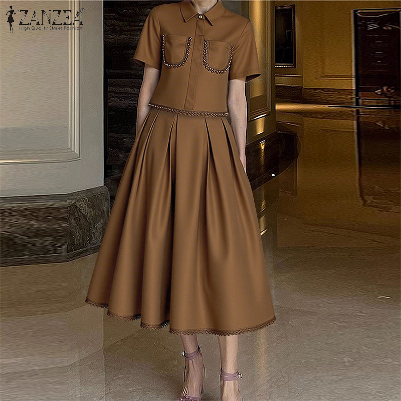 ZANZEA Set Rok 2 Potong dengan - Elastic Lace Trim ulasan dan harga