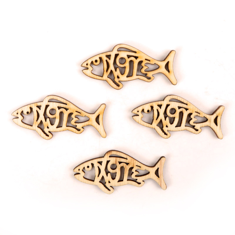 Kayu lucu bentuk ikan seni luk - Embellish Craft ulasan dan harga