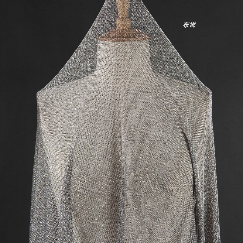 Kain Benang Metalik Abu-abu Mu - Crystal Mesh Fabric ulasan dan harga