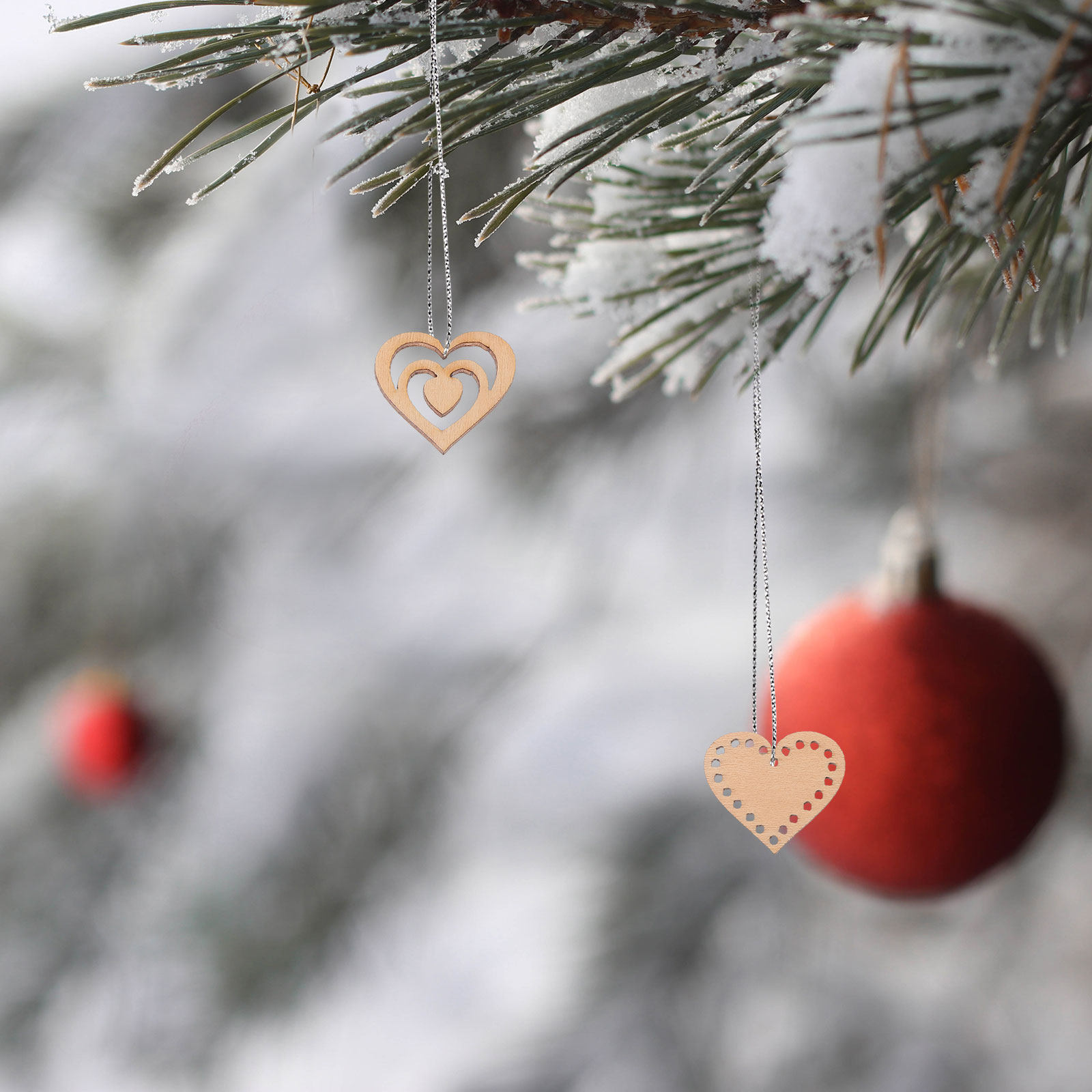 1Set Hiasan Kayu Bentuk Hati u - Christmas Craft Embellishment ulasan dan harga