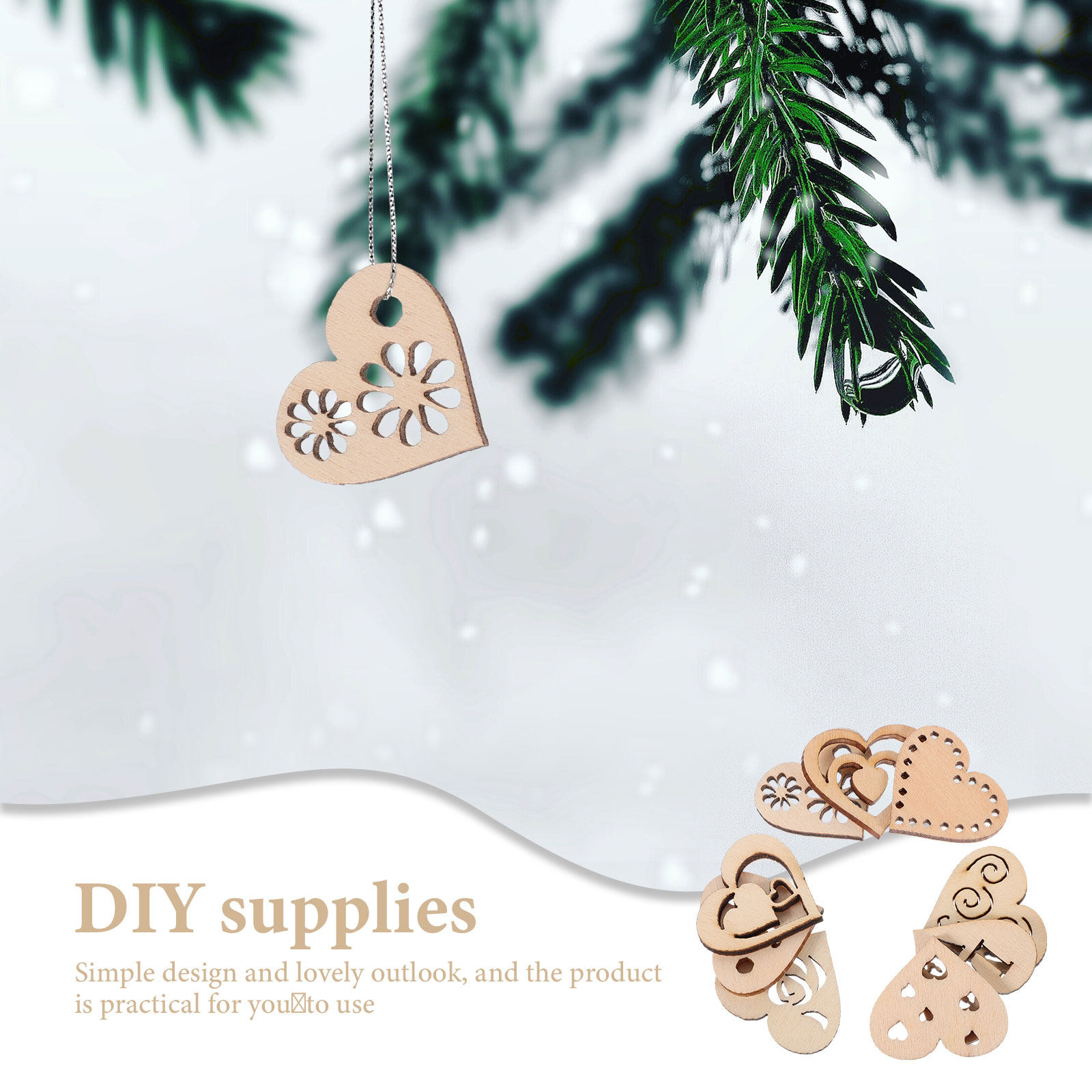 1Set Hiasan Kayu Bentuk Hati u - Christmas Craft Embellishment ulasan dan harga