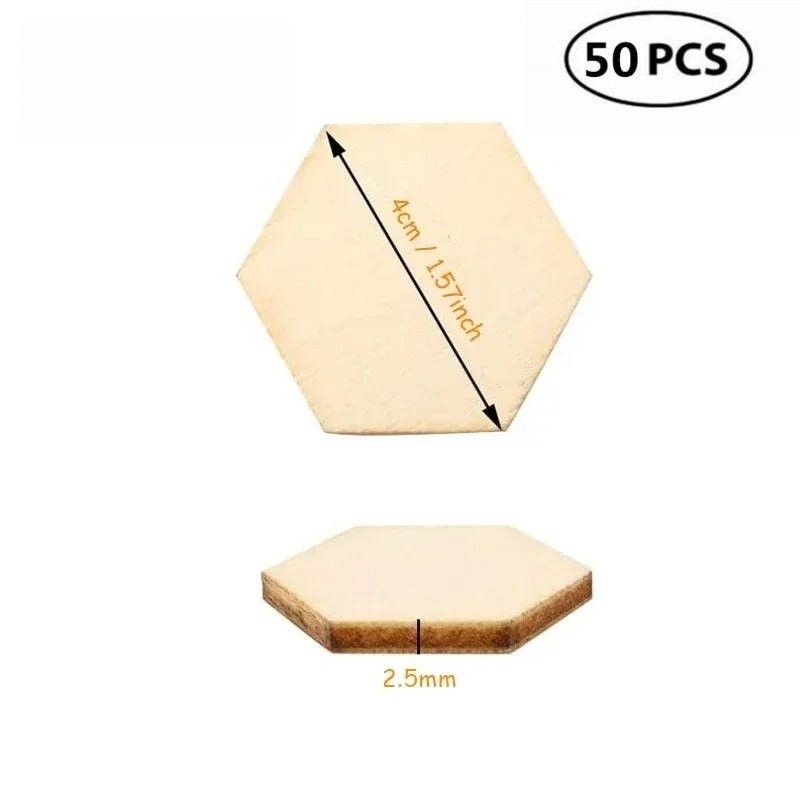 50PCS Potongan Kayu Heksagon 4 - Embellish Craft ulasan dan harga