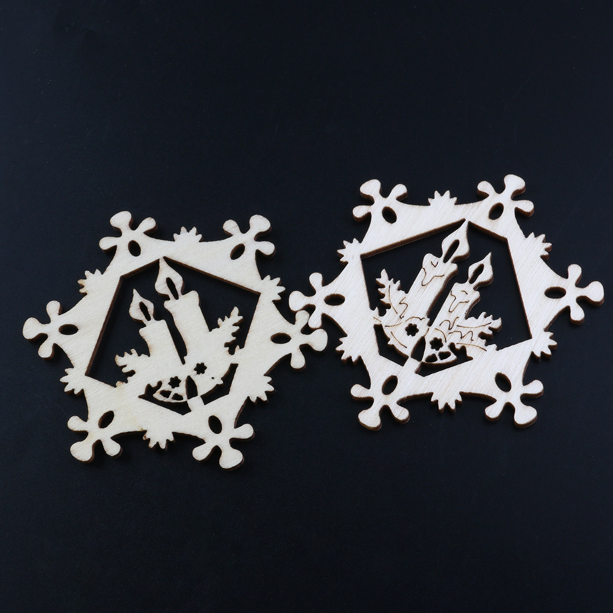 10 Buah Hiasan Kayu Natal Bent - Christmas Craft Embellishment ulasan dan harga