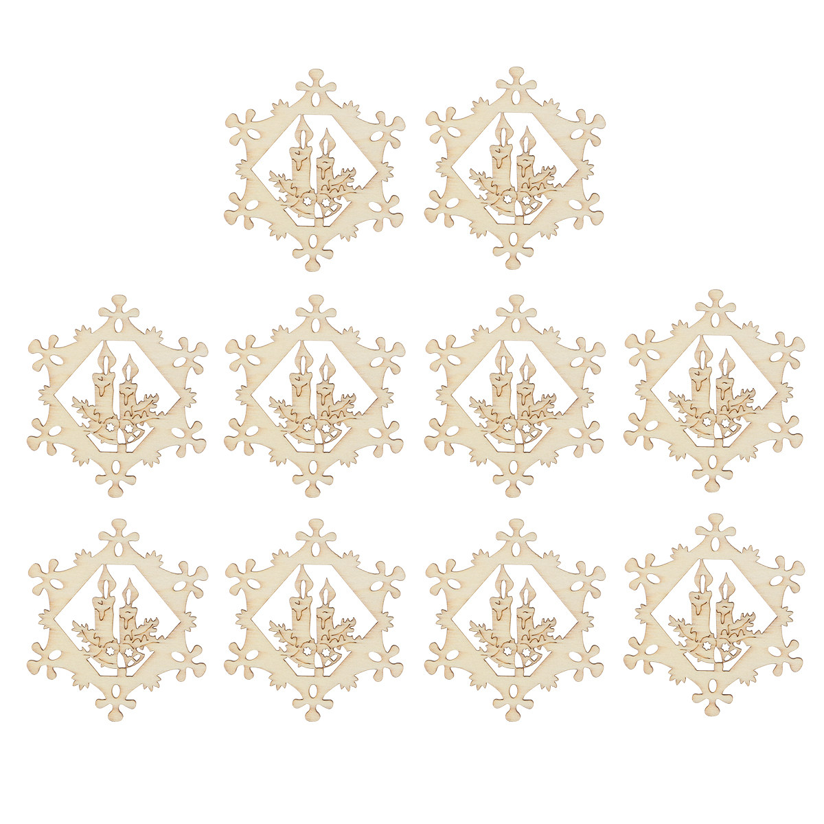 10 Buah Hiasan Kayu Natal Bent - Christmas Craft Embellishment ulasan dan harga