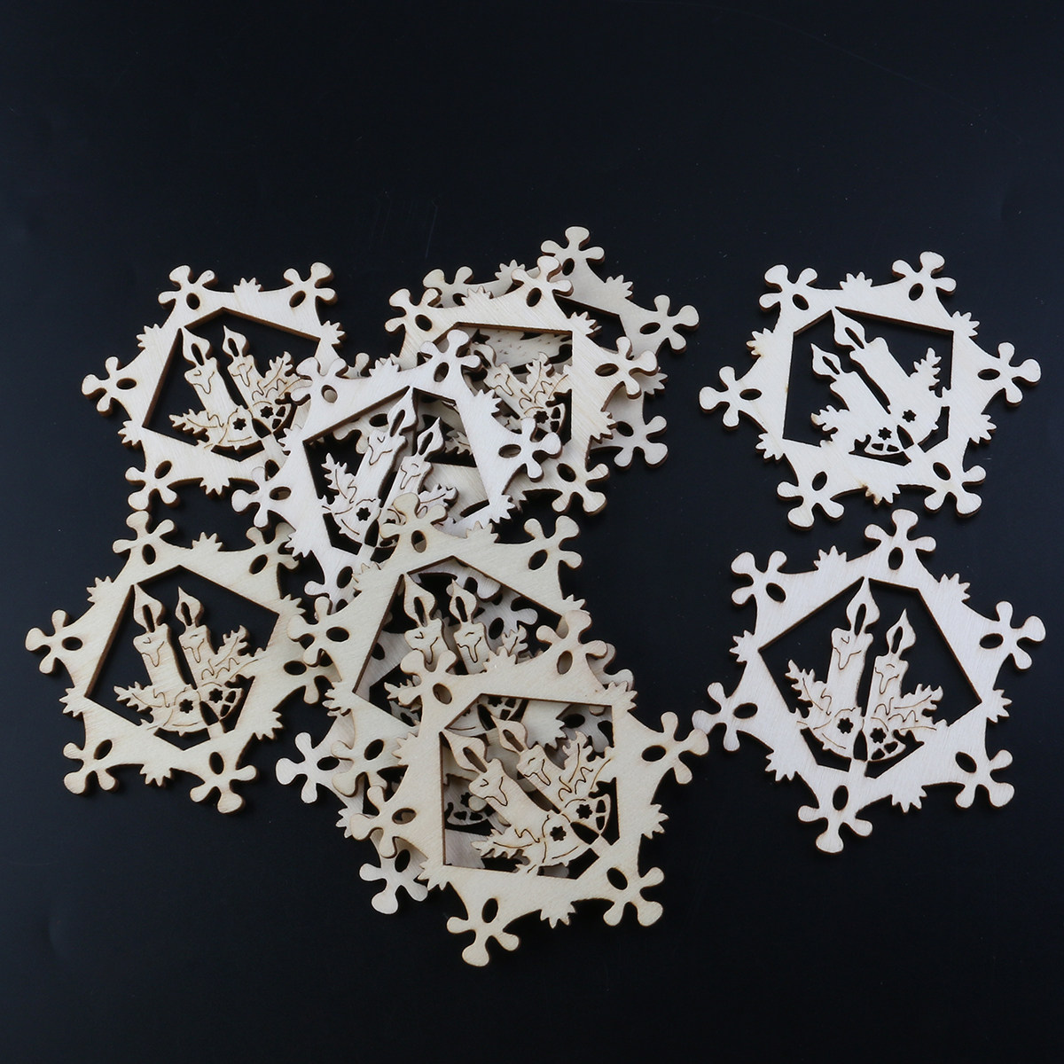 10 Buah Hiasan Kayu Natal Bent - Christmas Craft Embellishment ulasan dan harga