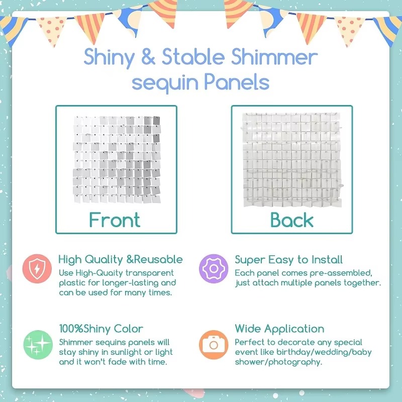 12/16/18/24PCS Latar Belakang  - Sequin Fabric Panel ulasan dan harga
