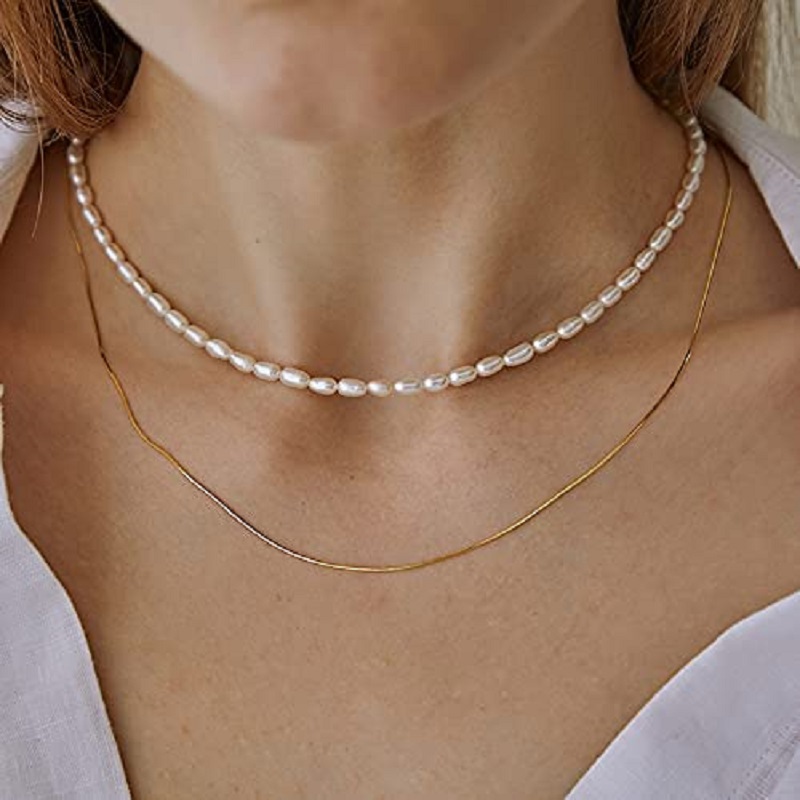 Kalung Mutiara 5-7Mm Oval Puti - Pearl Trim Chain ulasan dan harga