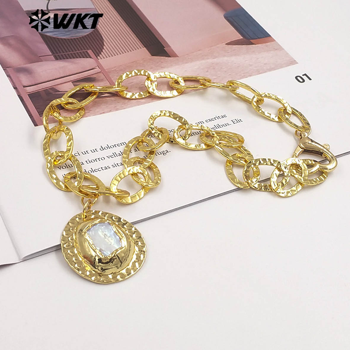 WT-JN367 Kalung 18 Inci Mutiar - Pearl Trim Chain ulasan dan harga