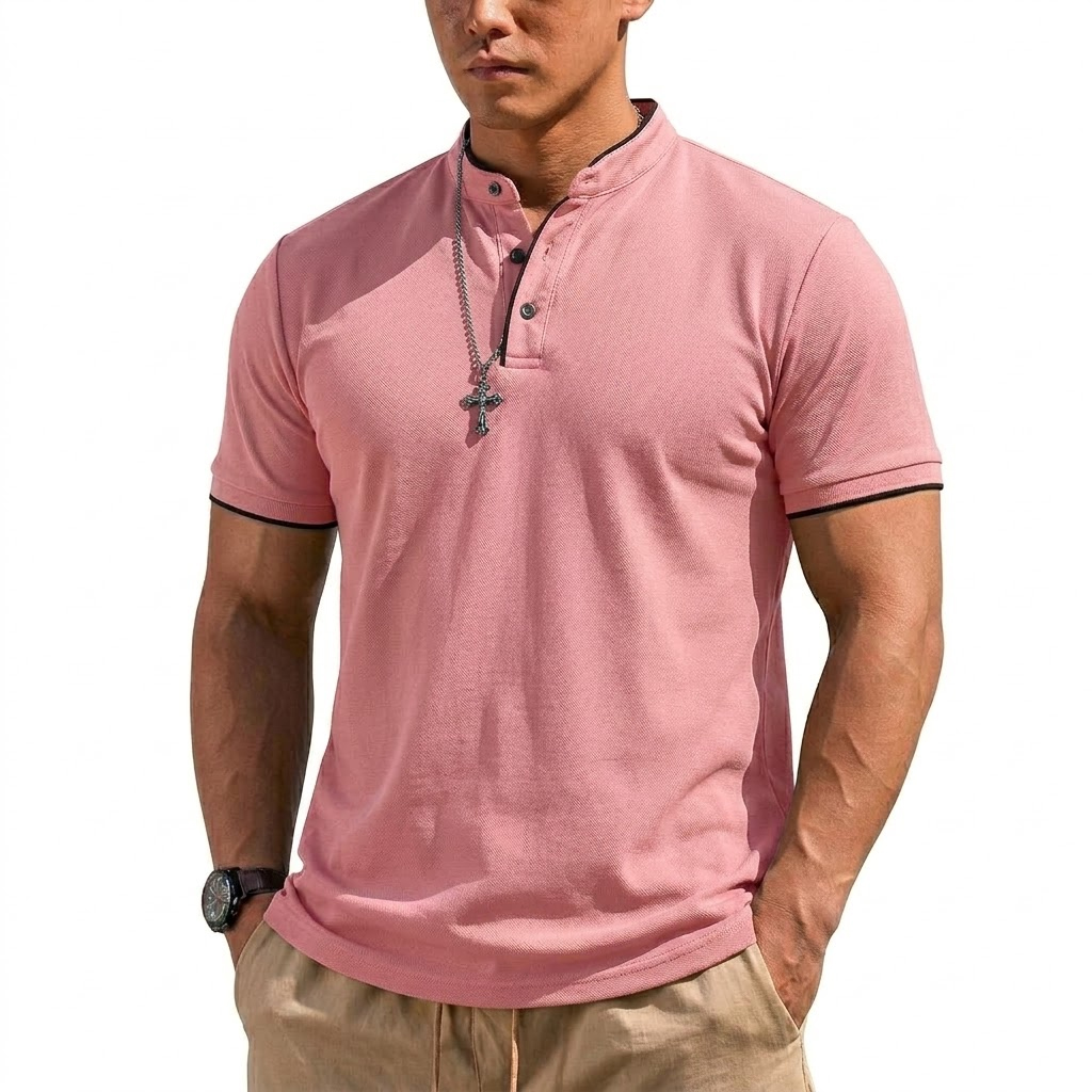 Kaos Henley Lengan Pendek Musi - Embellish Knit ulasan dan harga