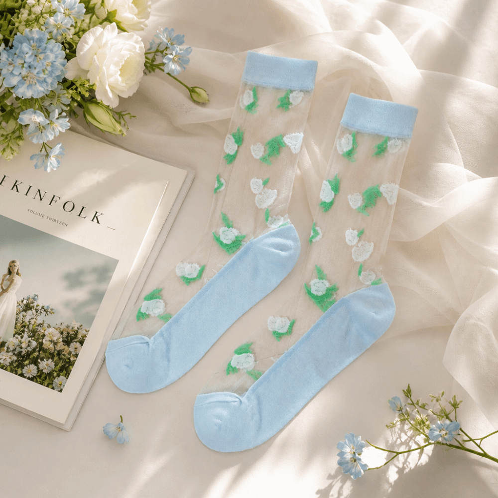Kaus Kaki Bordir Bunga Ultra T - Crystal Mesh Fabric ulasan dan harga
