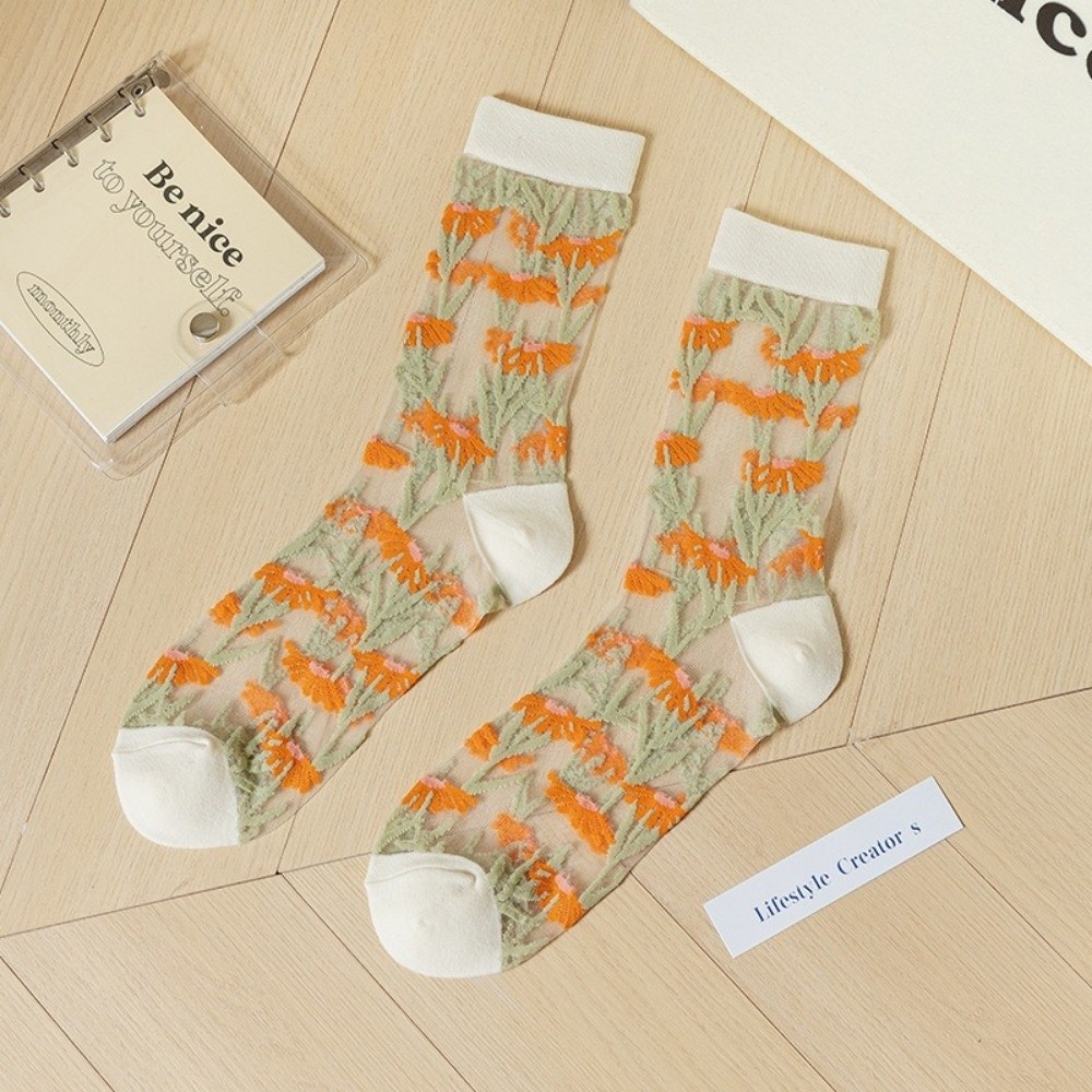 Kaus Kaki Bordir Bunga Ultra T - Crystal Mesh Fabric ulasan dan harga